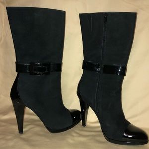 INC. Mid-calf black suede ankle boots.
